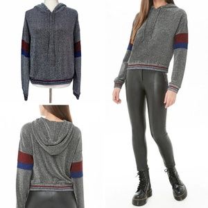Forever 21 Striped Metallic Knit Hoodie
